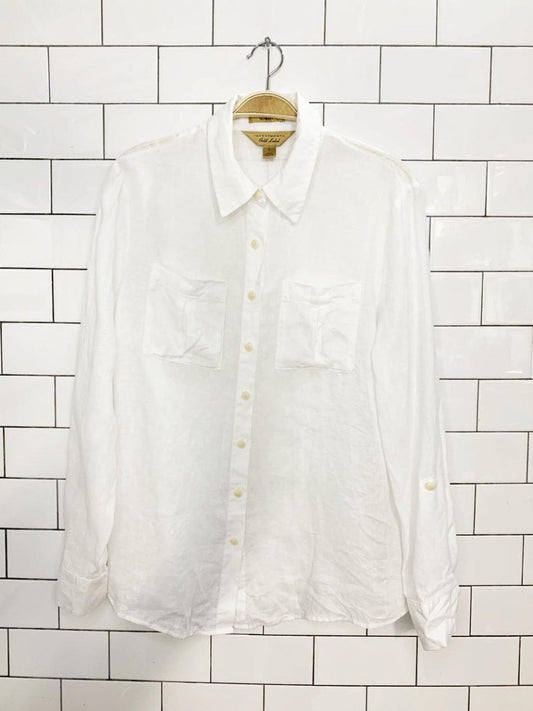 investments 100% linen full button shirt | gold label - good market thrift store