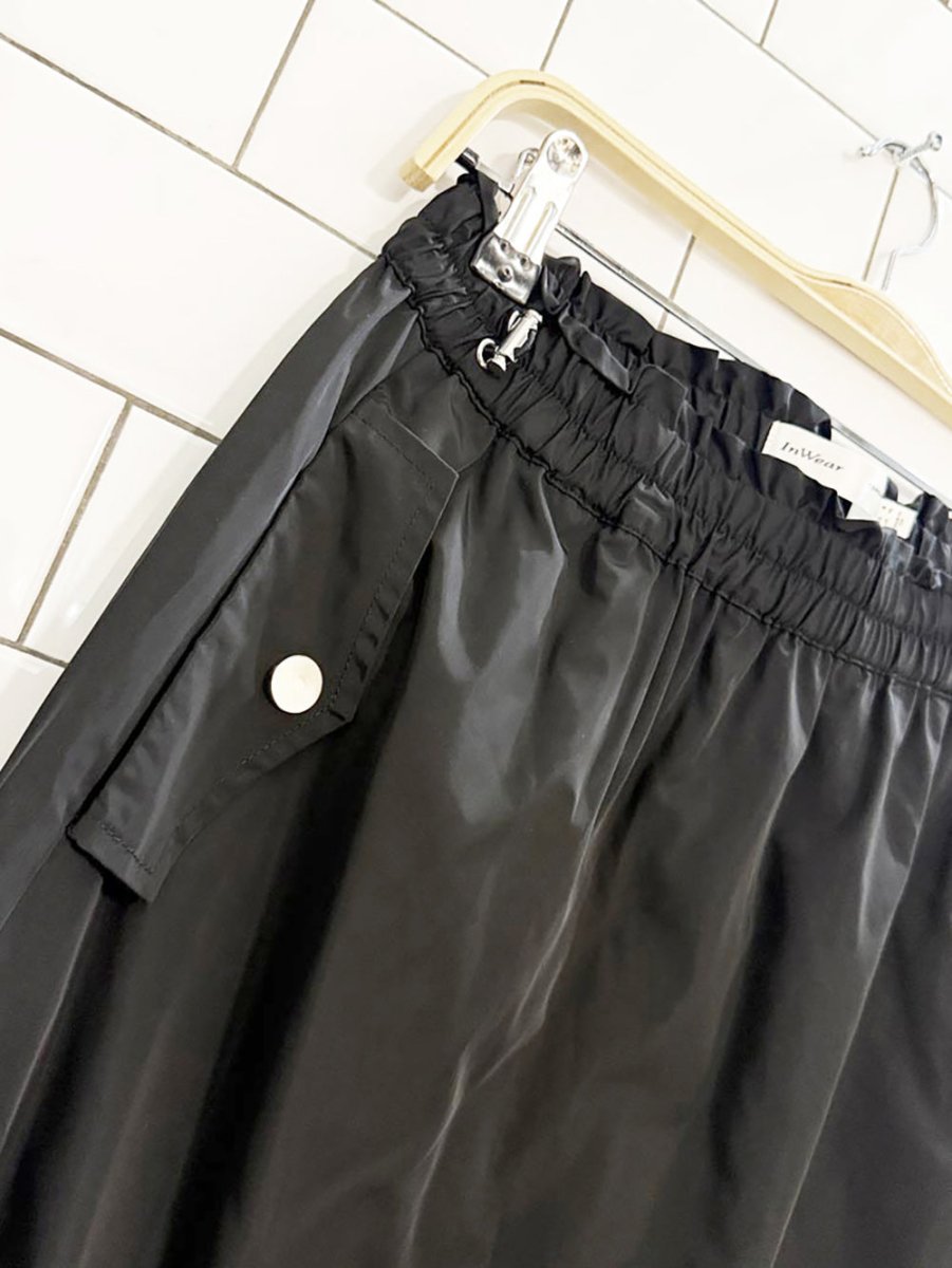 inwear nylon snap button drawstring midi skirt - good market thrift store