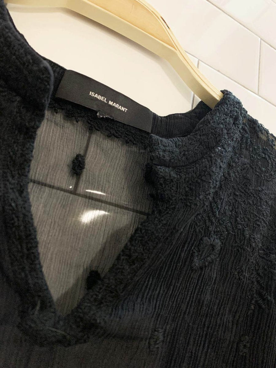 isabel marant 100% silk chiffon embroidered blouse - good market thrift store