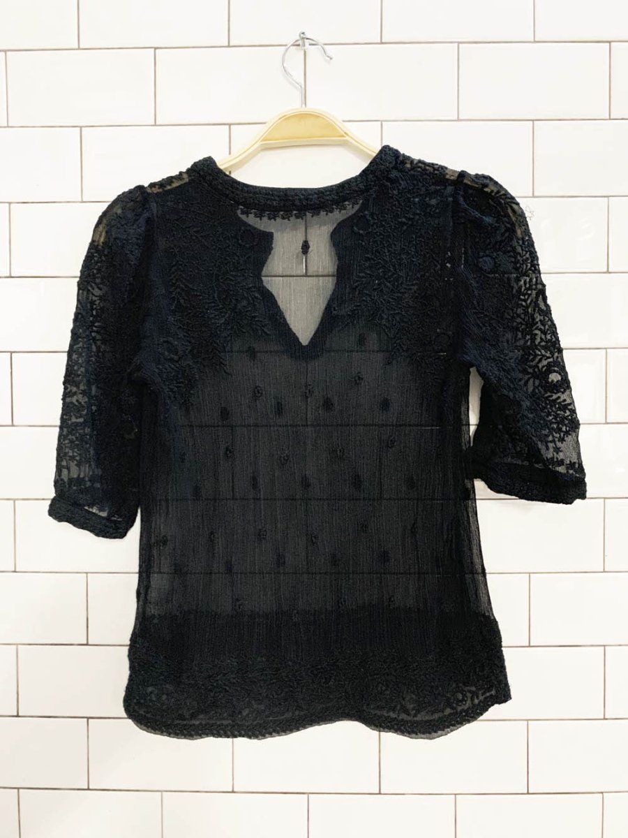 isabel marant 100% silk chiffon embroidered blouse - good market thrift store