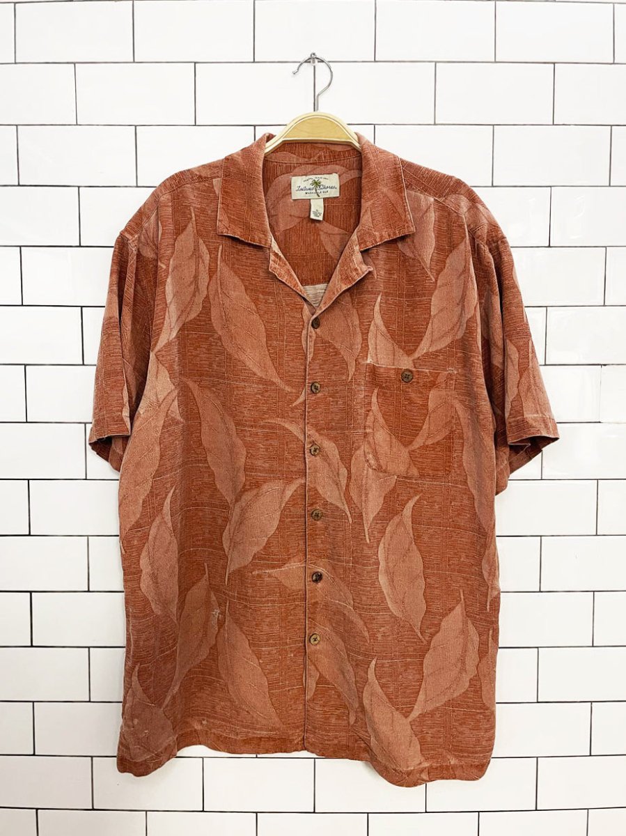 island shores 100% silk full button cabana shirt - good market thrift store
