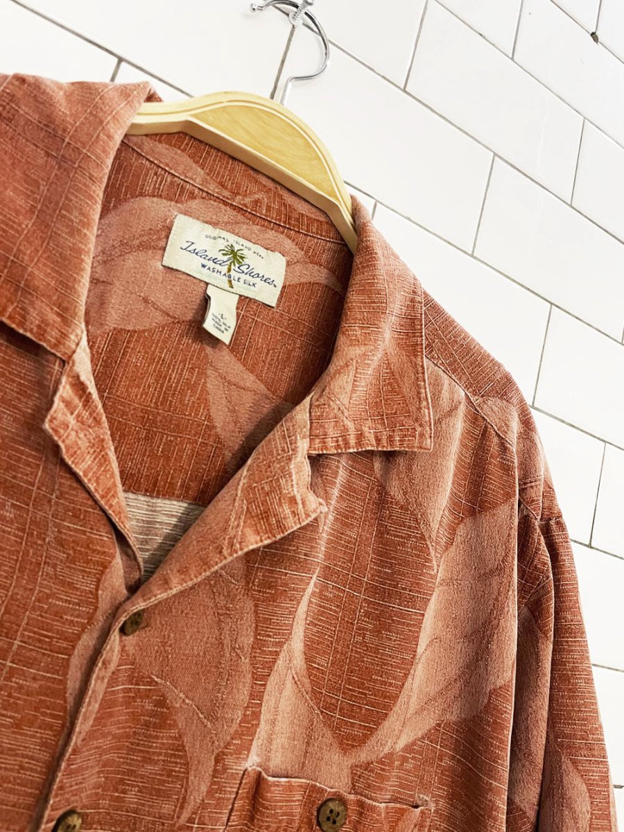 island shores 100% silk full button cabana shirt - good market thrift store
