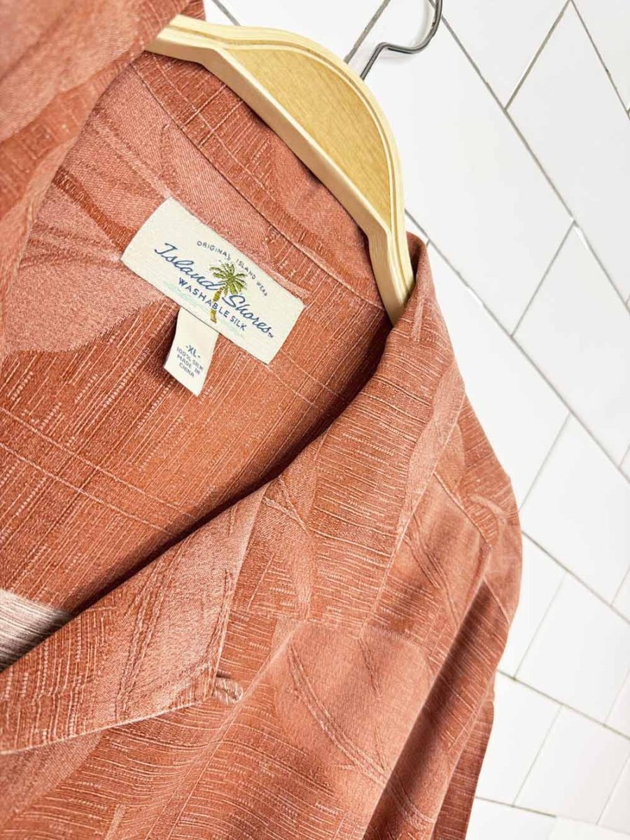 island shores 100% silk full button resort shirt - good market thrift store