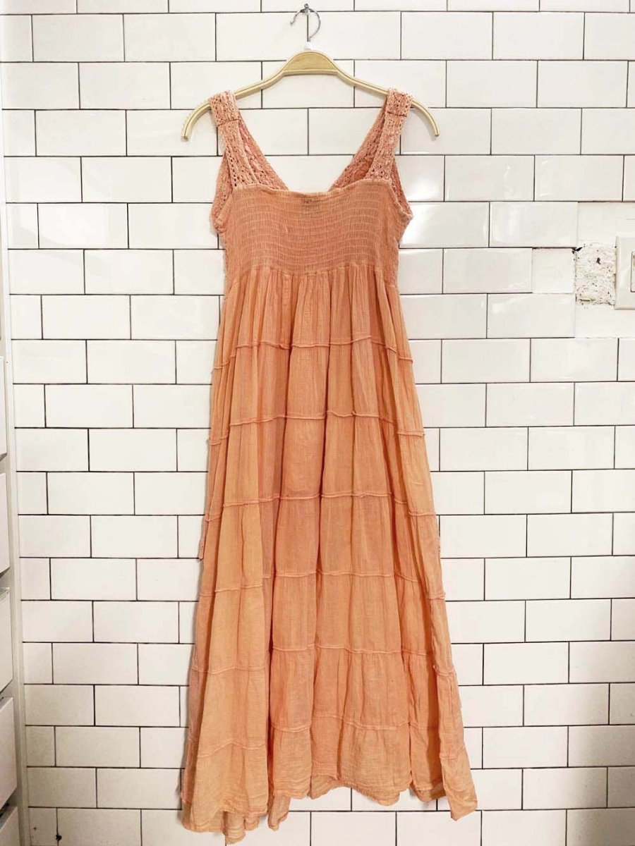 ivy boho crochet tiered maxi sun dress - good market thrift store