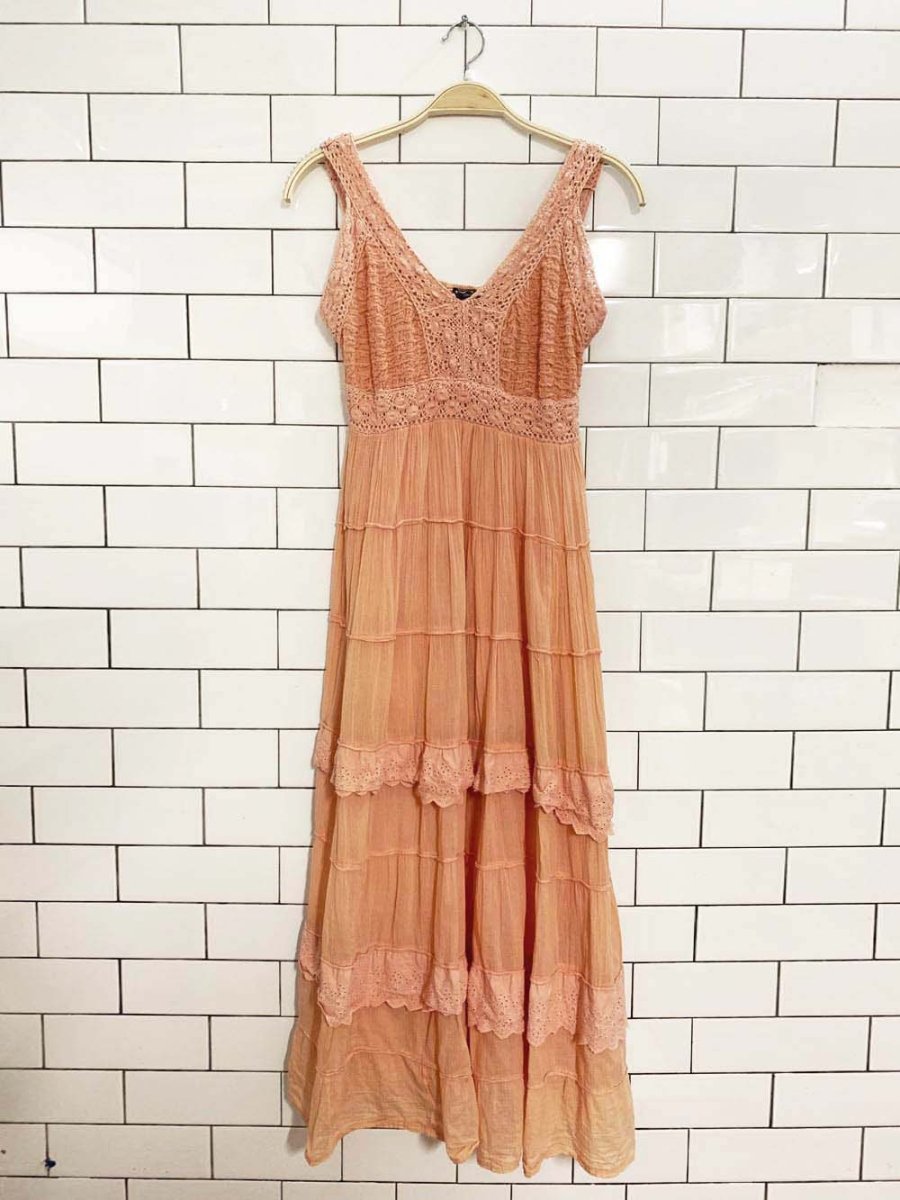 ivy boho crochet tiered maxi sun dress - good market thrift store