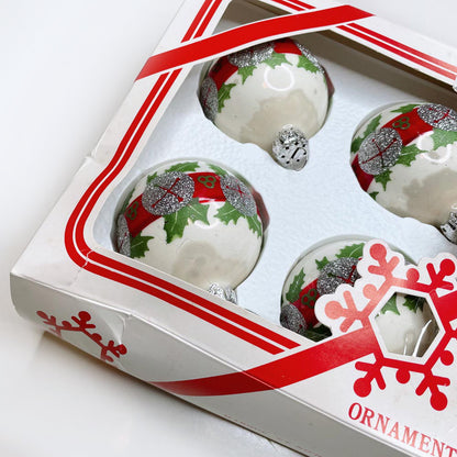 x4 vintage glitter bells + ivy glass ornaments