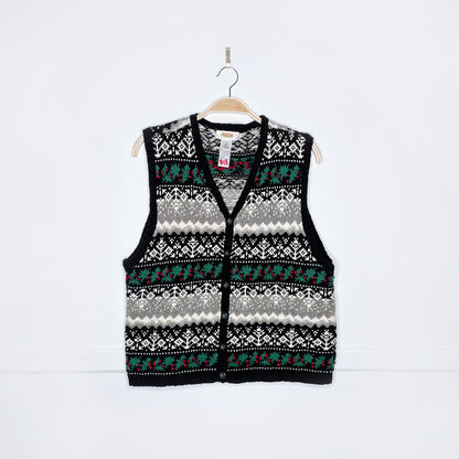 vintage talbots holiday ivy knit vest