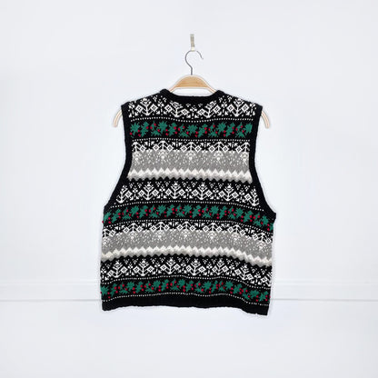 vintage talbots holiday ivy knit vest