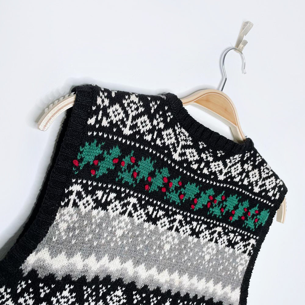 vintage talbots holiday ivy knit vest
