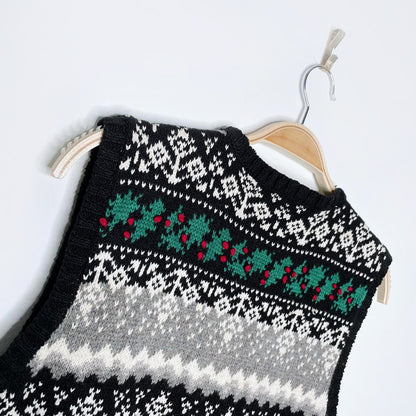 vintage talbots holiday ivy knit vest