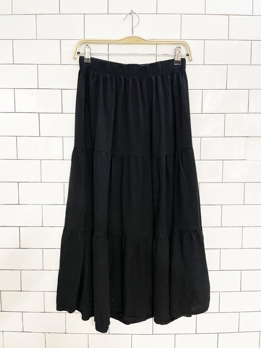 iyla linen - blend tiered boho midi skirt - good market thrift store