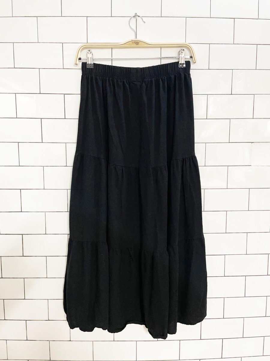 iyla linen - blend tiered boho midi skirt - good market thrift store