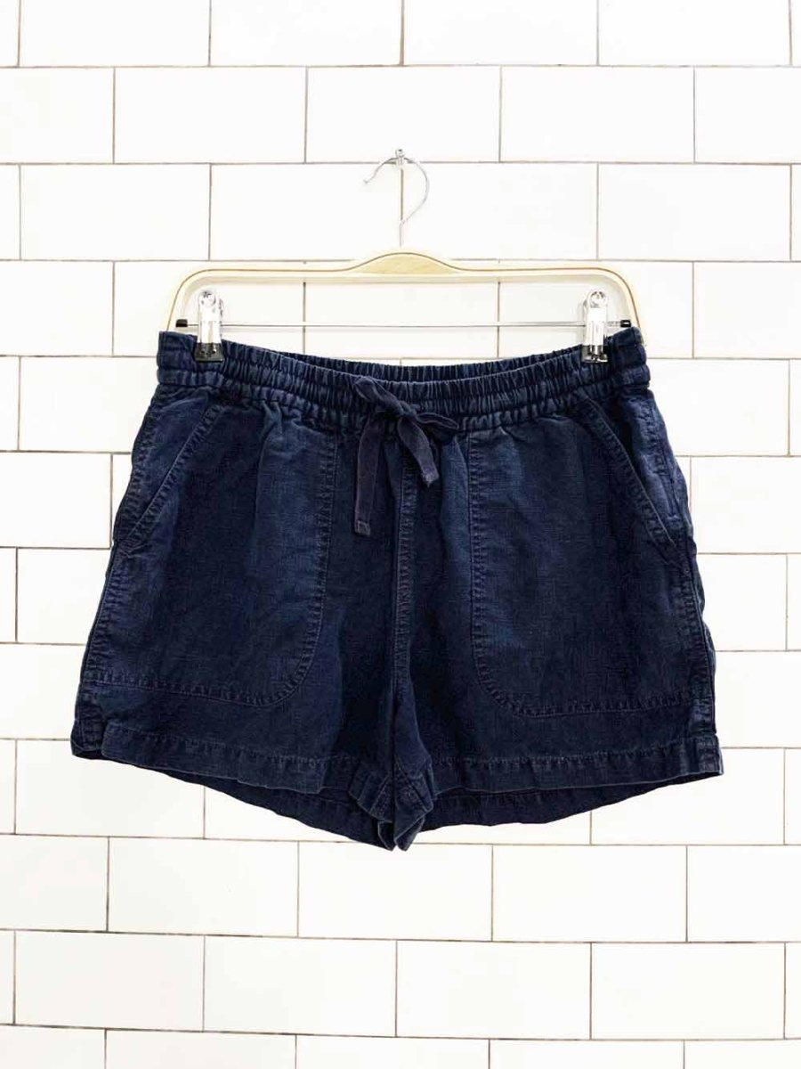 j crew linen - blend elastic shorts - good market thrift store