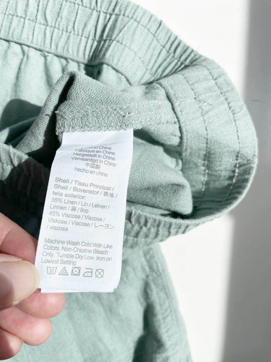 j crew linen - blend sage seaside short - good market thrift store