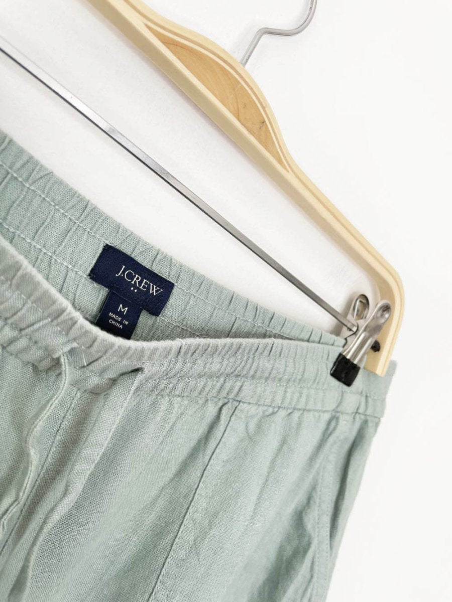 j crew linen - blend sage seaside short - good market thrift store