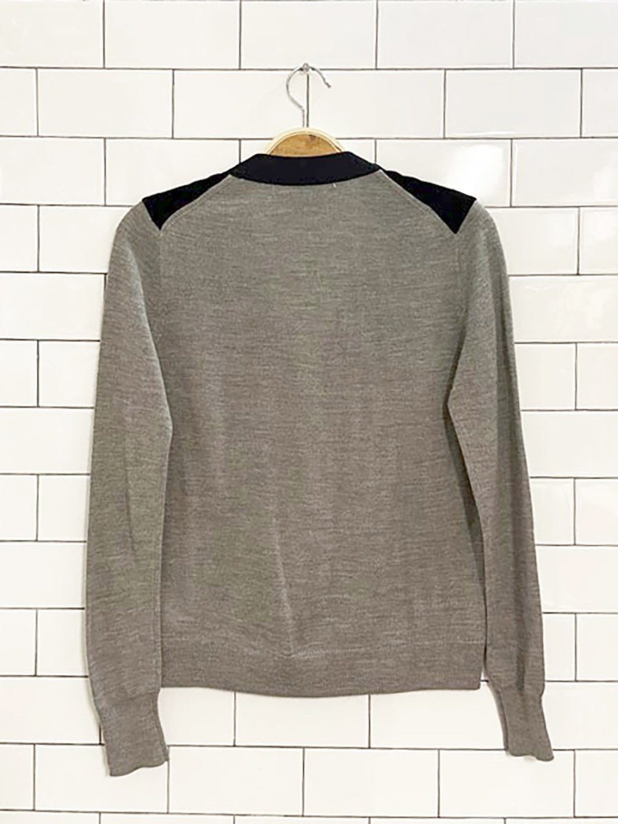 j crew merino wool - blend velvet front knit cardigan - good market thrift store