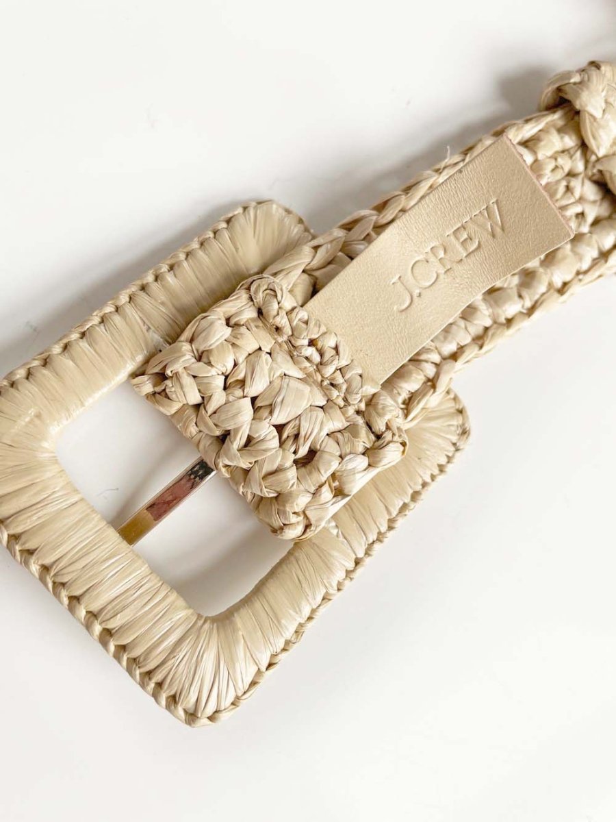 j crew woven raffia square buckle summer belt - good market thrift store
