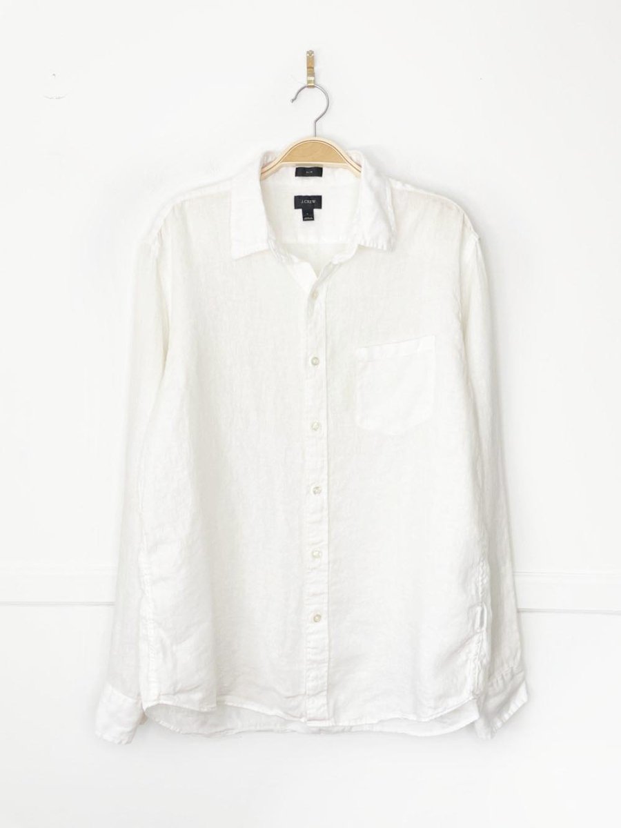 j crew x baird mcnutt 100% irish linen full button shirt - good market thrift store
