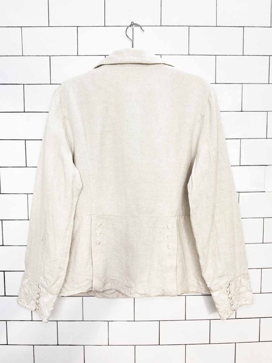 j jill 100% linen embroidered light summer jacket - good market thrift store