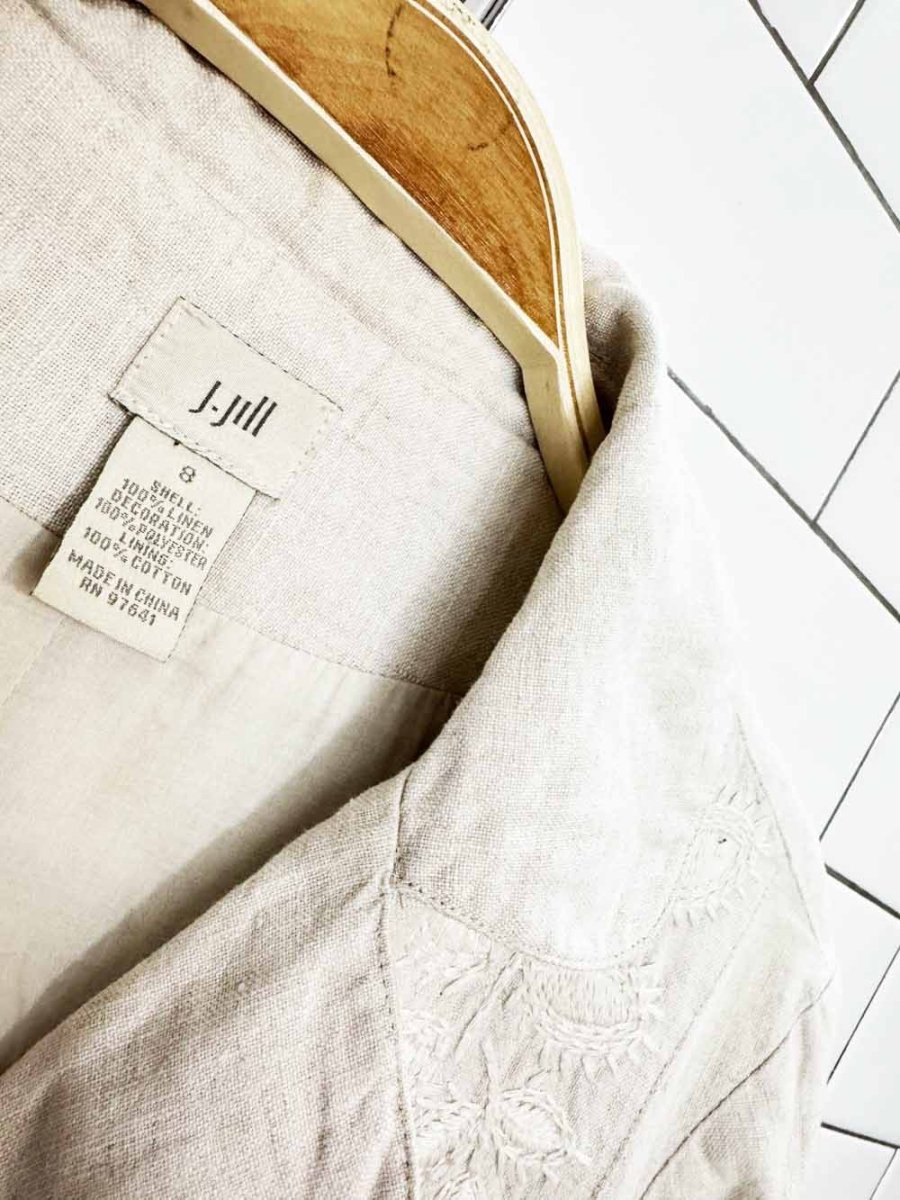 j jill 100% linen embroidered light summer jacket - good market thrift store