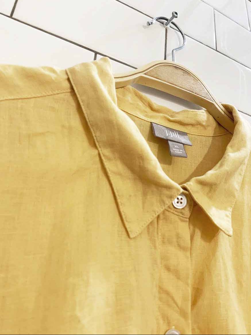 j jill 100% linen full button relaxed top - good market thrift store