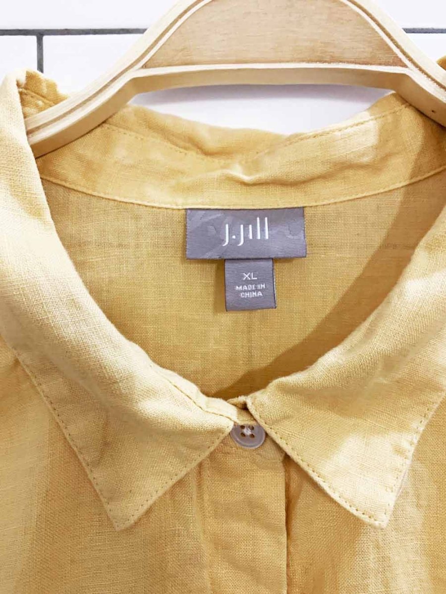 j jill 100% linen full button relaxed top - good market thrift store