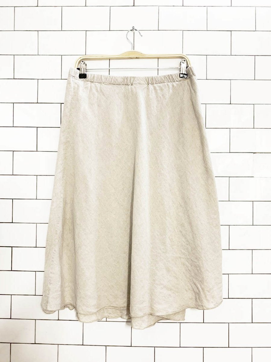 j jill 100% linen full knee - length skirt - good market thrift store