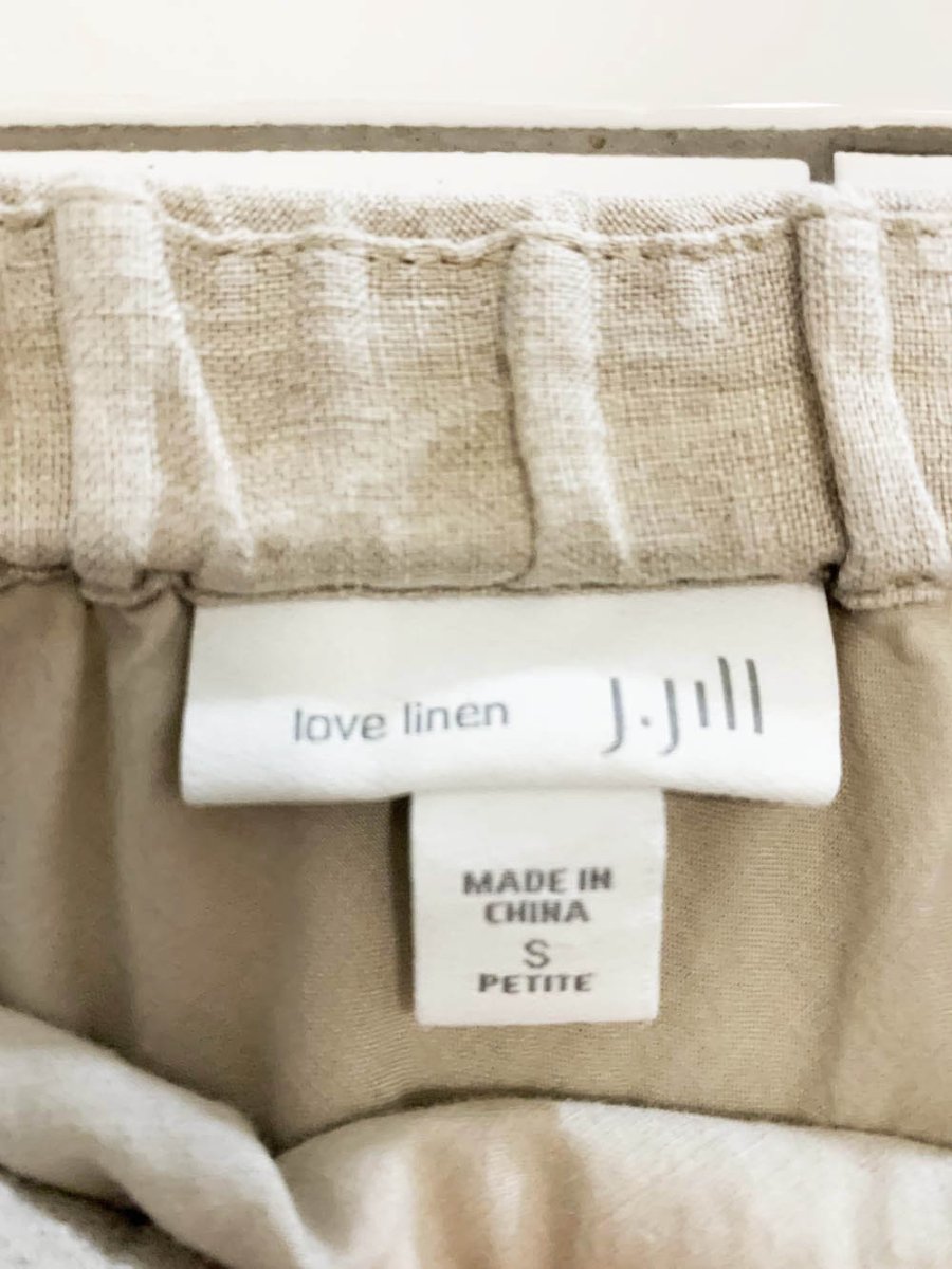 j jill 100% linen full knee - length skirt - good market thrift store
