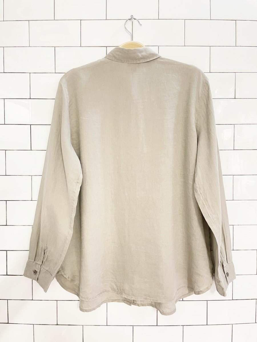 j jill 100% linen relaxed full button shirt - good market thrift store