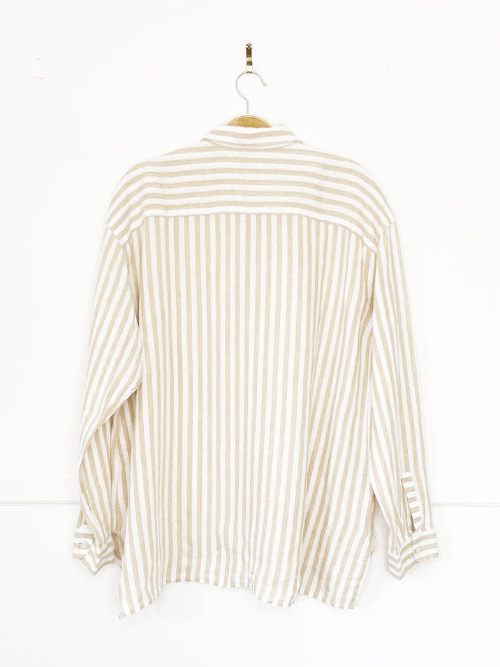 j jill 100% linen striped full button shirt - good market thrift store