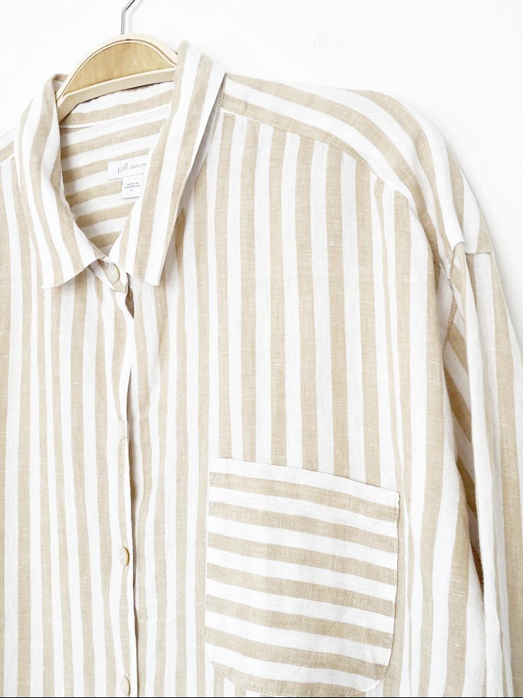 j jill 100% linen striped full button shirt - good market thrift store