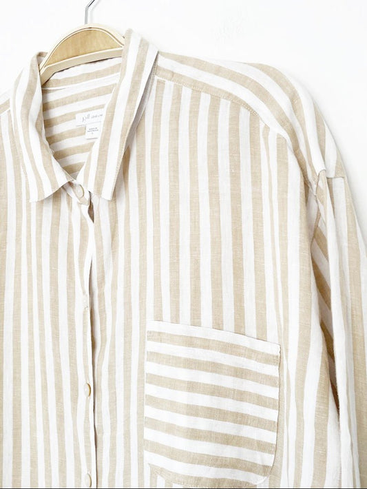 j jill 100% linen striped full button shirt - good market thrift store