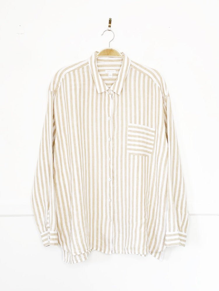 j jill 100% linen striped full button shirt - good market thrift store