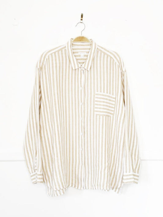 j jill 100% linen striped full button shirt - good market thrift store