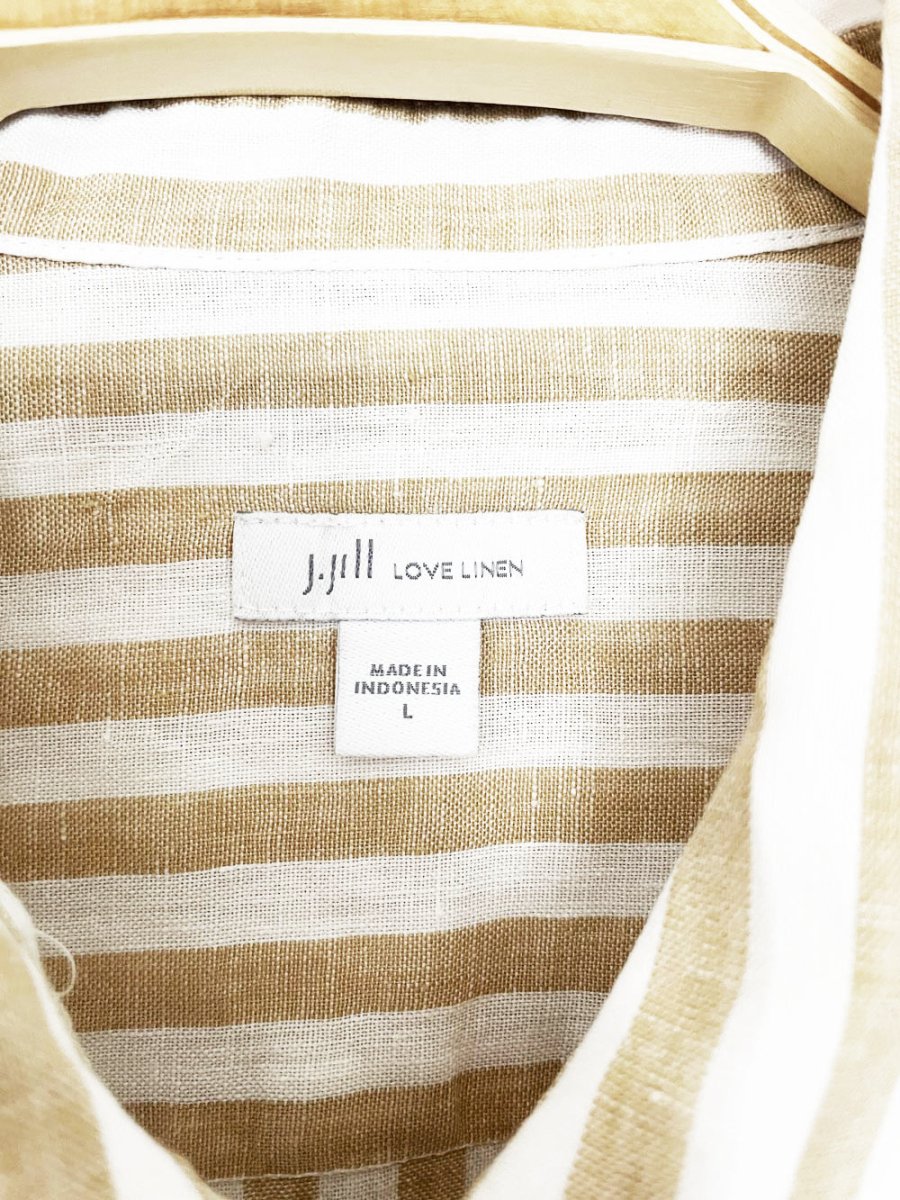 j jill 100% linen striped full button shirt - good market thrift store