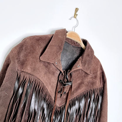 vintage fringe pullover suede rancher jacket