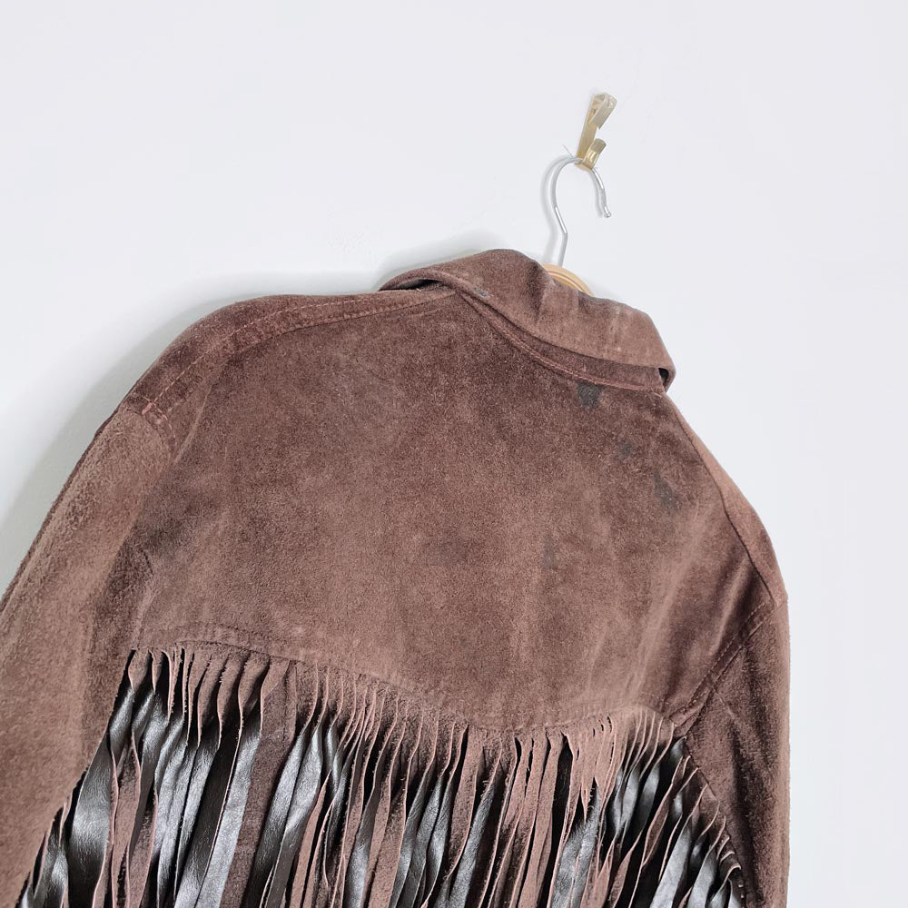 vintage fringe pullover suede rancher jacket