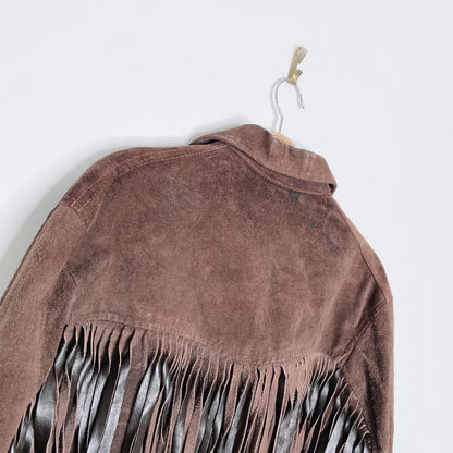 vintage fringe pullover suede rancher jacket