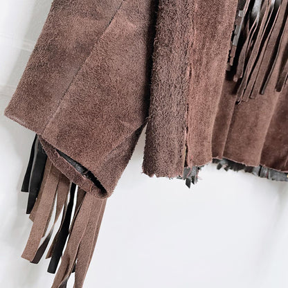 vintage fringe pullover suede rancher jacket