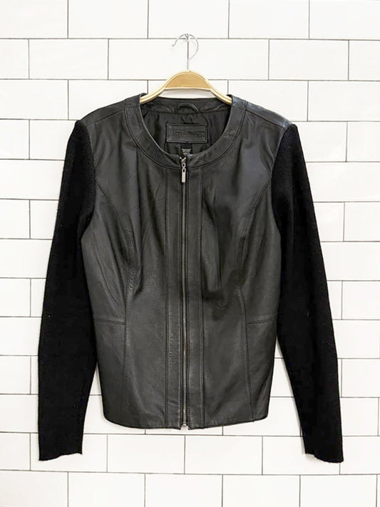 jaclyn smith leather + knit cardigan jacket - good market thrift store