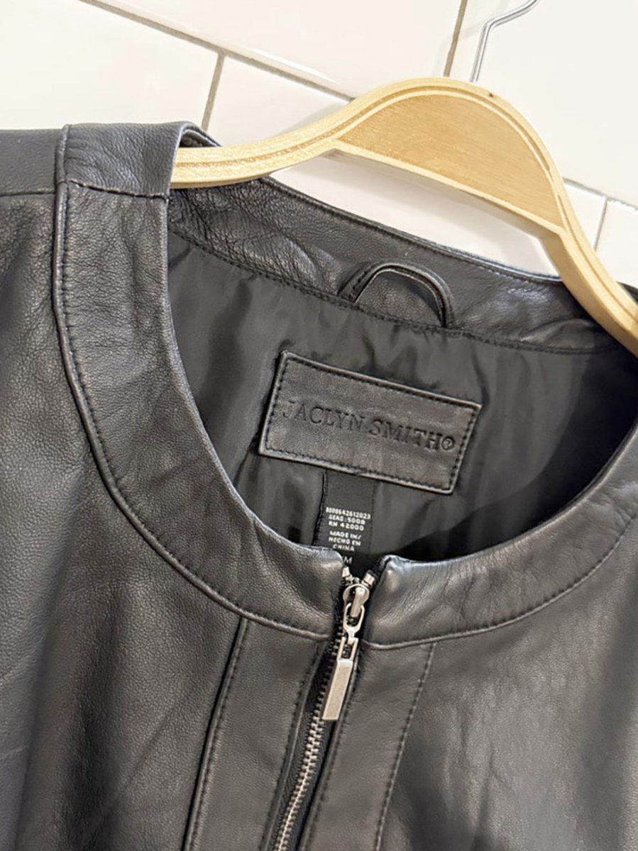 jaclyn smith leather + knit cardigan jacket - good market thrift store