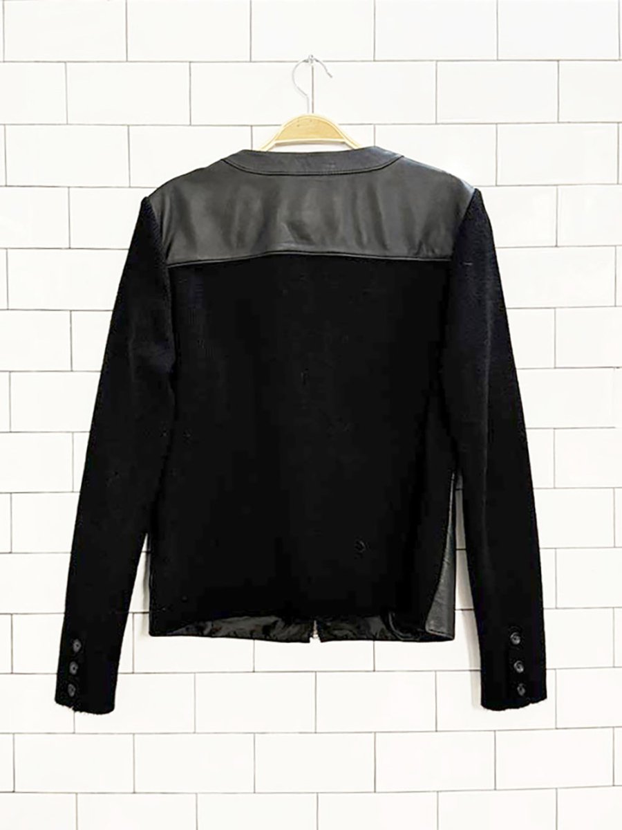 jaclyn smith leather + knit cardigan jacket - good market thrift store