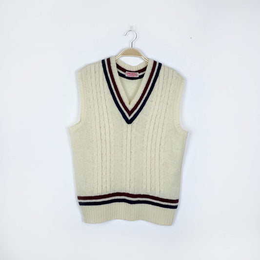 vintage jaeger shetland wool cable knit sweater vest - size