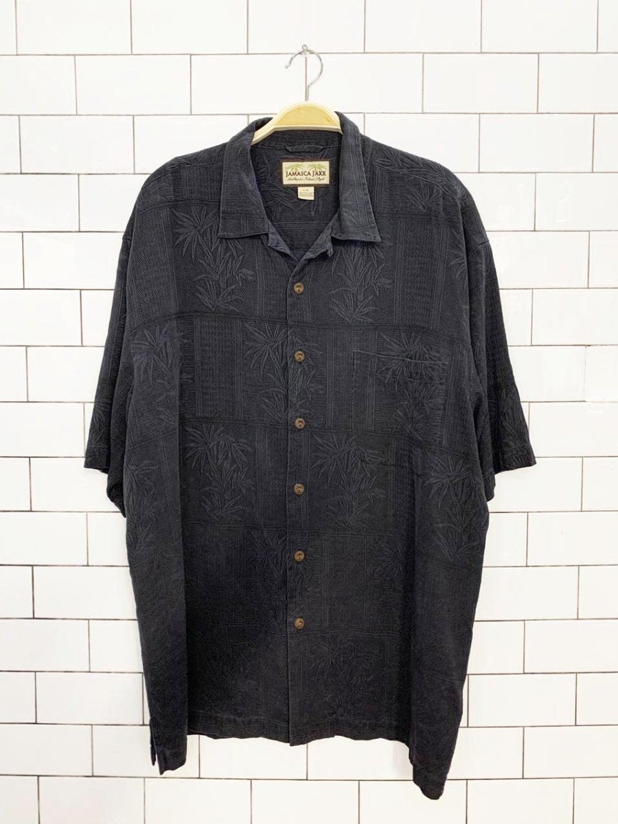 jamaica jaxx 100% silk full button cabana shirt - good market thrift store