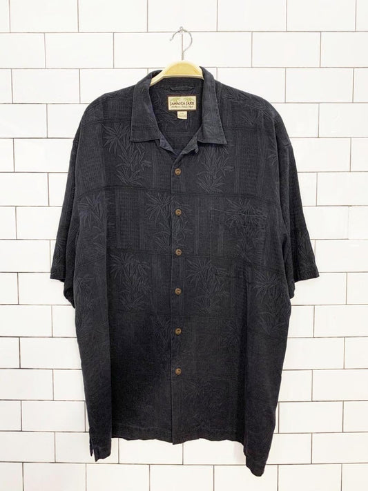 jamaica jaxx 100% silk full button cabana shirt - good market thrift store