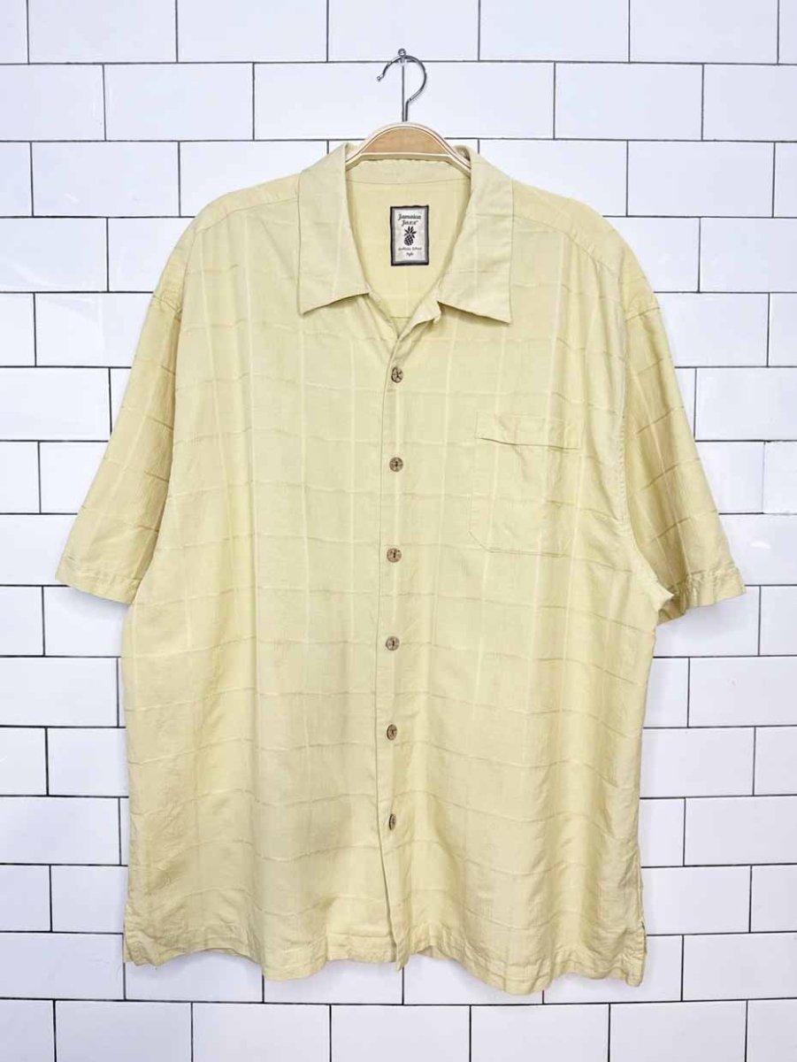 jamaica jaxx 100% silk full button resort shirt - good market thrift store
