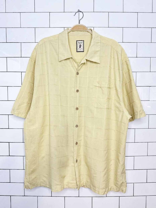 jamaica jaxx 100% silk full button resort shirt - good market thrift store