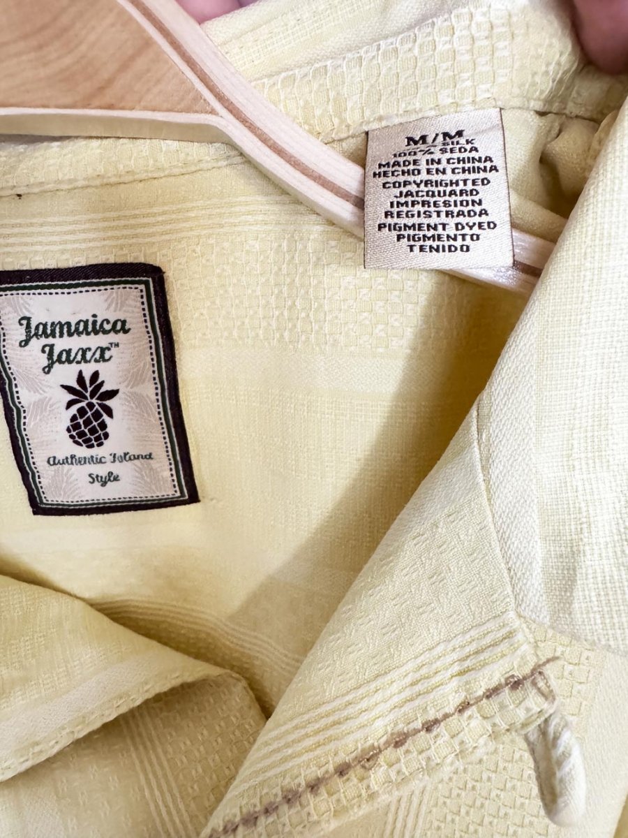 jamaica jaxx 100% silk full button resort shirt - good market thrift store