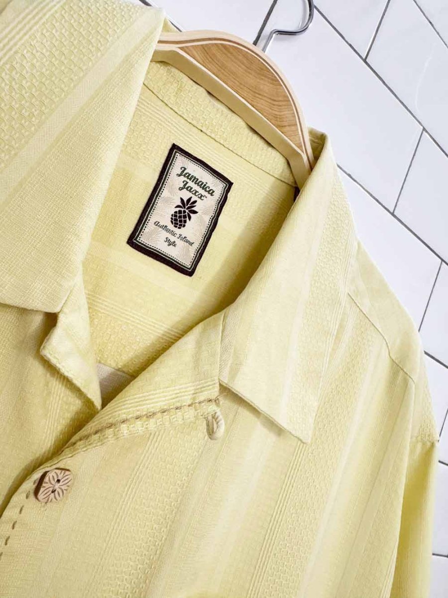 jamaica jaxx 100% silk full button resort shirt - good market thrift store