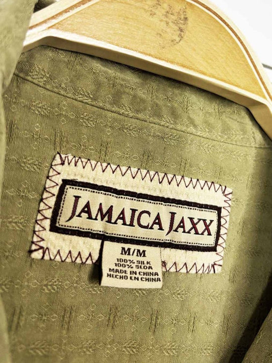jamaica jaxx 100% silk textured full button cabana shirt - good market thrift store